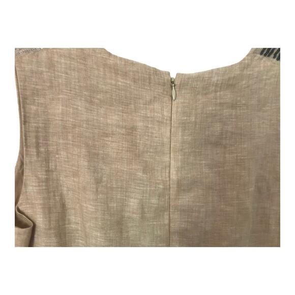 Ann Taylor Loft Dress Womens Size 4 Beige 100% Linen Sleeveless Sequin Sheath - Picture 5 of 11